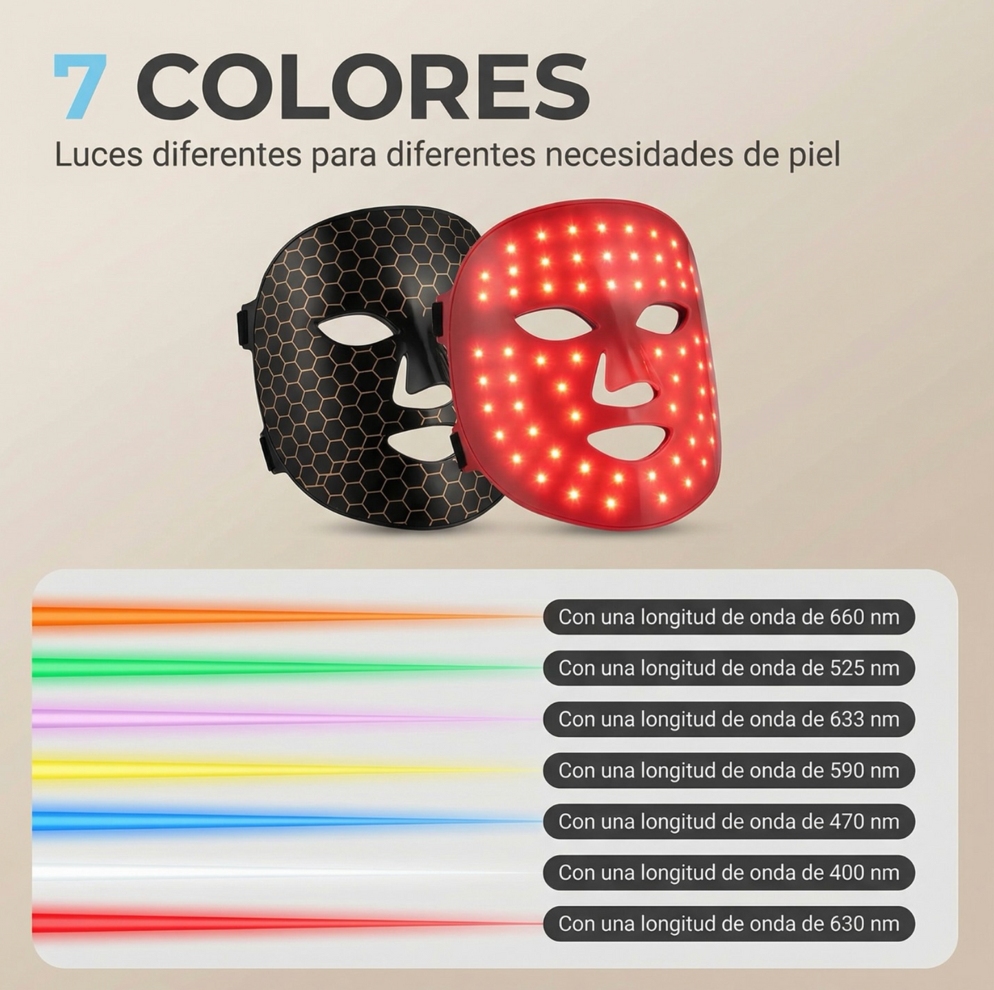 Máscara Facial LED Pro + Mando de Control GRATIS
