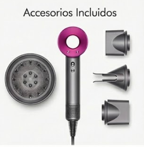 Secador Iónico Profesional + Set de 5 Accesorios de Regalo